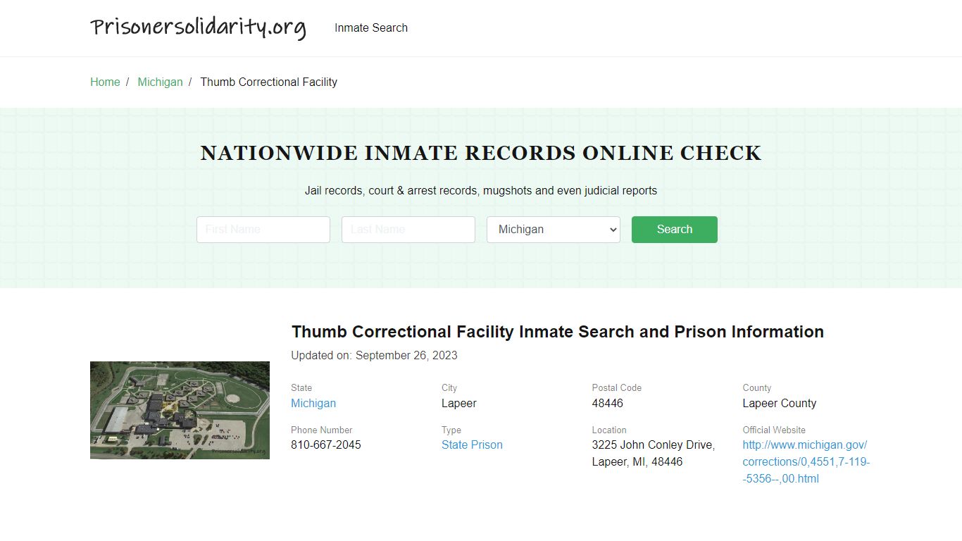 Thumb Correctional Facility Inmate Search, Visitation, Phone no ...